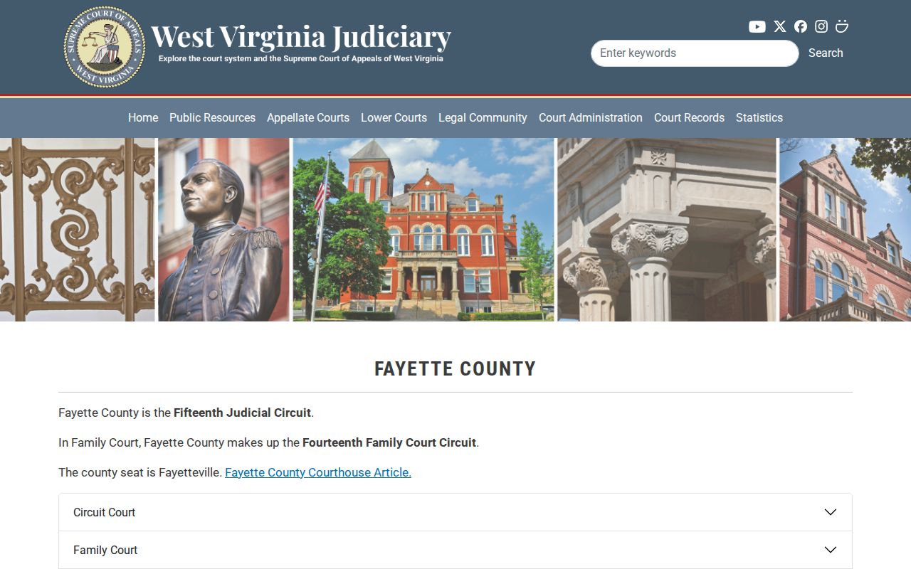 West Virginia judiciary directory for Fayette County circuit family and magistrate courts