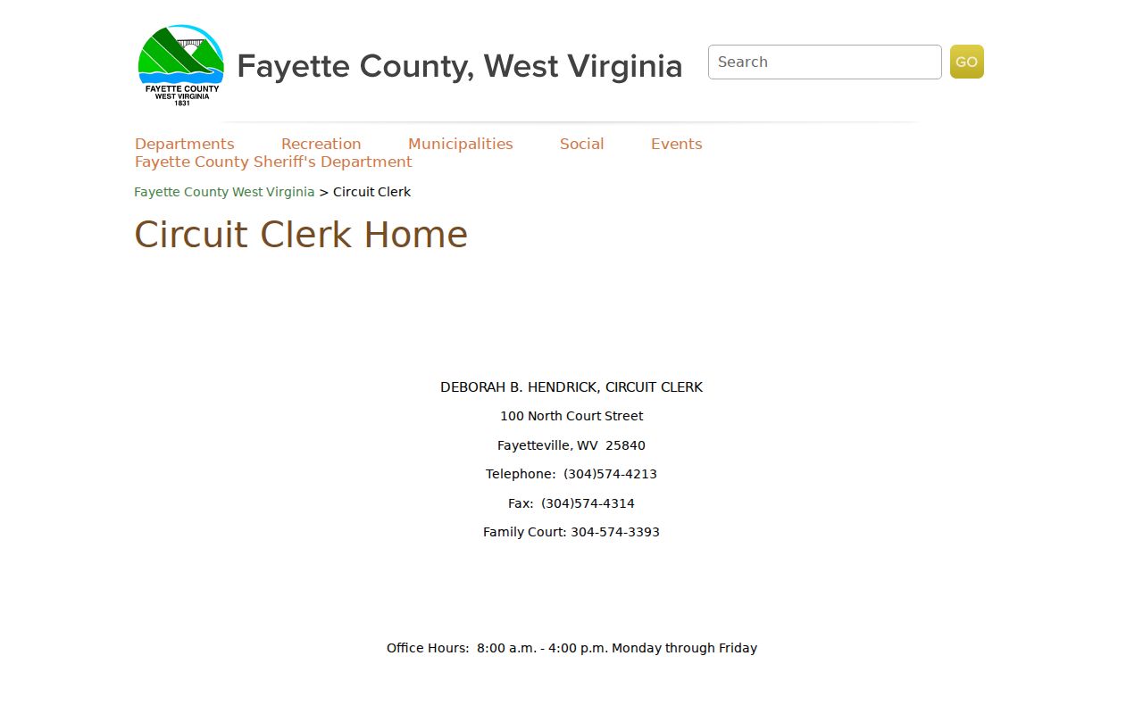 Fayette County Circuit Clerk contact information for docket and record requests