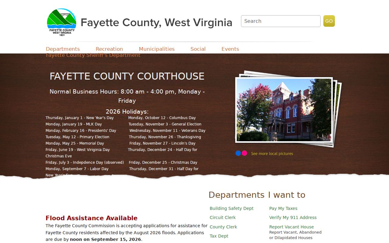 Fayette County courthouse contact and weekday office hours